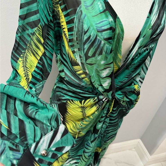 Leafy Green and Yellow Women's Swim Cover-Up - Picture 4 of 11